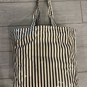 Henri Bendel Vintage Brown  and White classic Centennial Striped Tote